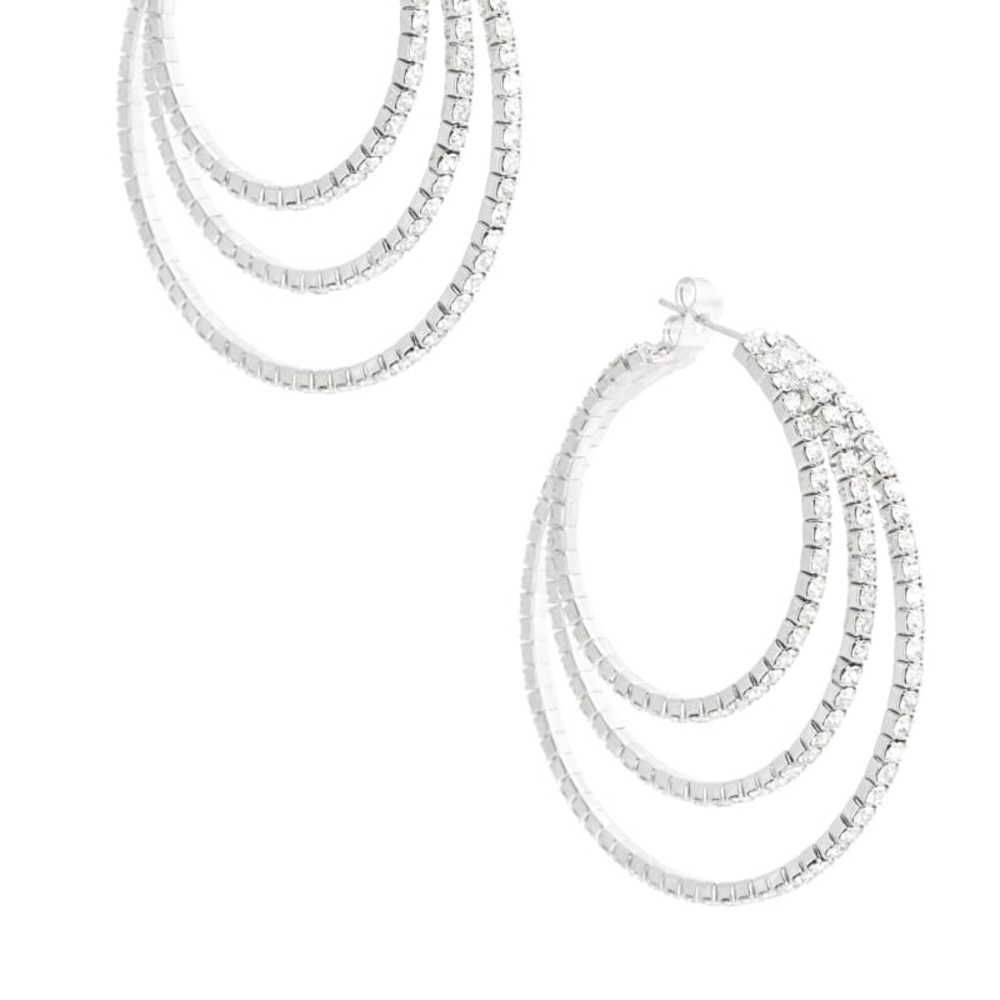 New GUESS Layered Rhinestone Hoop Earrings
